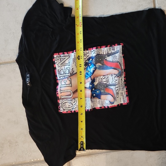 Julia by Love J Queen  black tshirt sexy High heels accent top size xs - Picture 10 of 10
